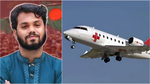 হাদিকে নিয়ে সিঙ্গাপুরের পথে উড়াল দিল এয়ার অ্যাম্বুলেন্স