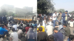 নির্বাচন কমিশনের সামনে ছাত্রদলের অবস্থান