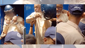 আদালতে ঢোকার আগে হেলমেট ছুড়ে ফেললেন আখতারুজ্জামান